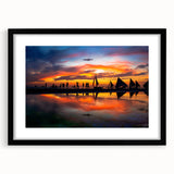 Extra large abstract art print of a colorful, textured Philippine scenery on a black framed canvas.