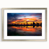 Textured abstract art print depicting a serene Philippine landscape in muted green and blue tones, framed with a silver mat.