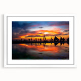 Abstract art print of a serene Philippine landscape in cool blue tones, framed with a white mat.
