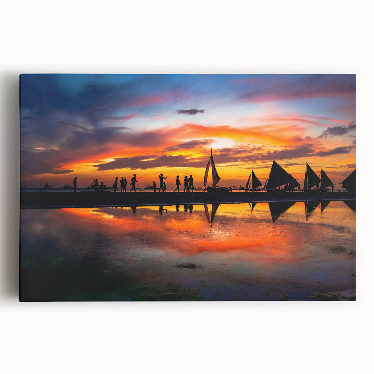 Black and white large art print of a Philippine landscape on stretched canvas, ideal for kitchen wall art.