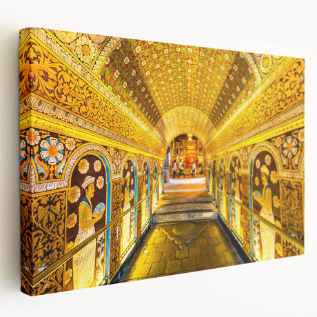 Side view of a stretched canvas depicting a serene Sri Lankan landscape, ideal for kitchen wall art.
