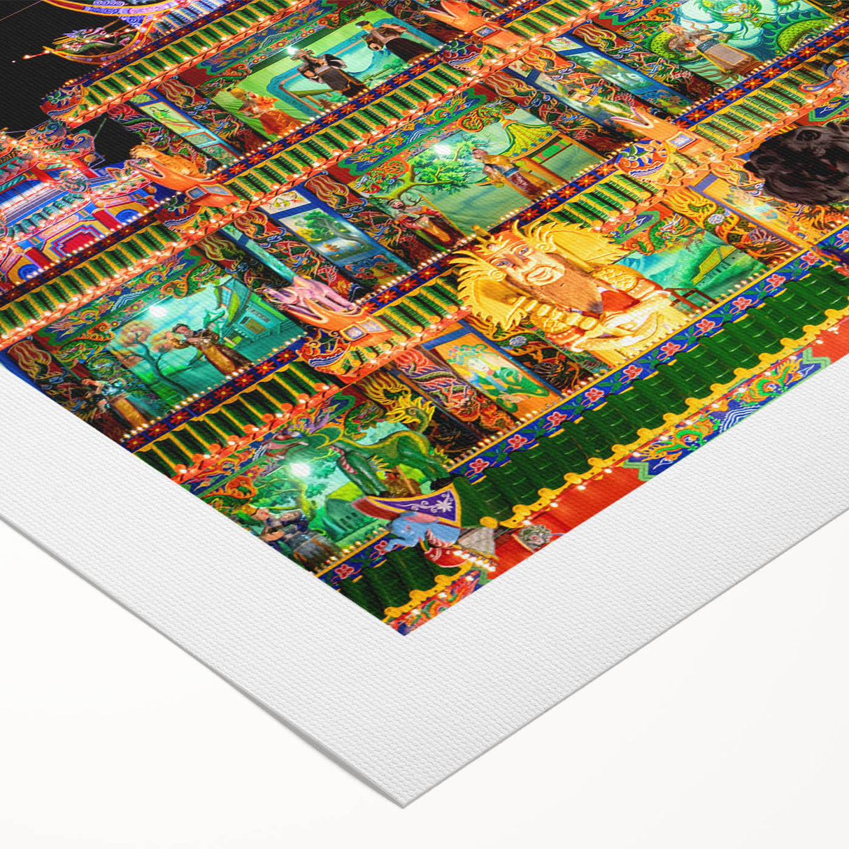Art deco poster of a Taiwanese landscape in muted earth tones on rolled canvas, suitable for dining room walls.