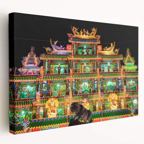 Landscape painting of a serene Taiwanese scenery on a large stretched canvas, ideal for kitchen wall art.