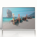 Acrylic framed art deco poster of a serene Thai landscape in pastel shades, ideal for modern nursery decor.