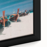Extra large framed canvas featuring a textured, colorful Thai scenery in black, ideal for living room decor.
