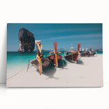 Black and white stretched canvas of a serene Thai landscape, ideal for kitchen wall art or bedroom ambiance.