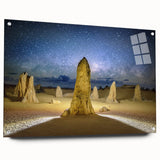 Acrylic print of Perth scenery with muted blue and green tones, ideal for dining room decor.