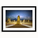 Extra large abstract art print of colorful, textured scenery, framed in black, ideal for living room decor.