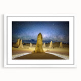 Extra large abstract art print depicting textured scenery of Perth, Australia in muted earth tones on a white framed canvas.