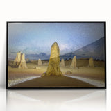 Large abstract wall art depicting the Perth skyline in muted earth tones on a framed acrylic.