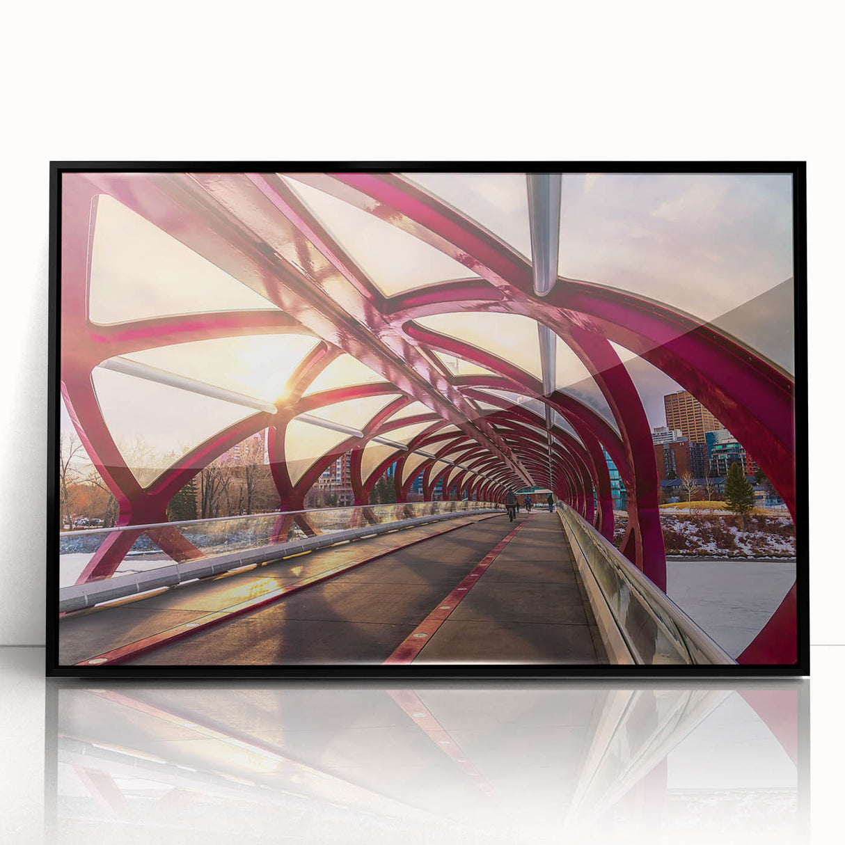 Large abstract wall art depicting Alberta, Canada scenery in muted earth tones on framed acrylic.