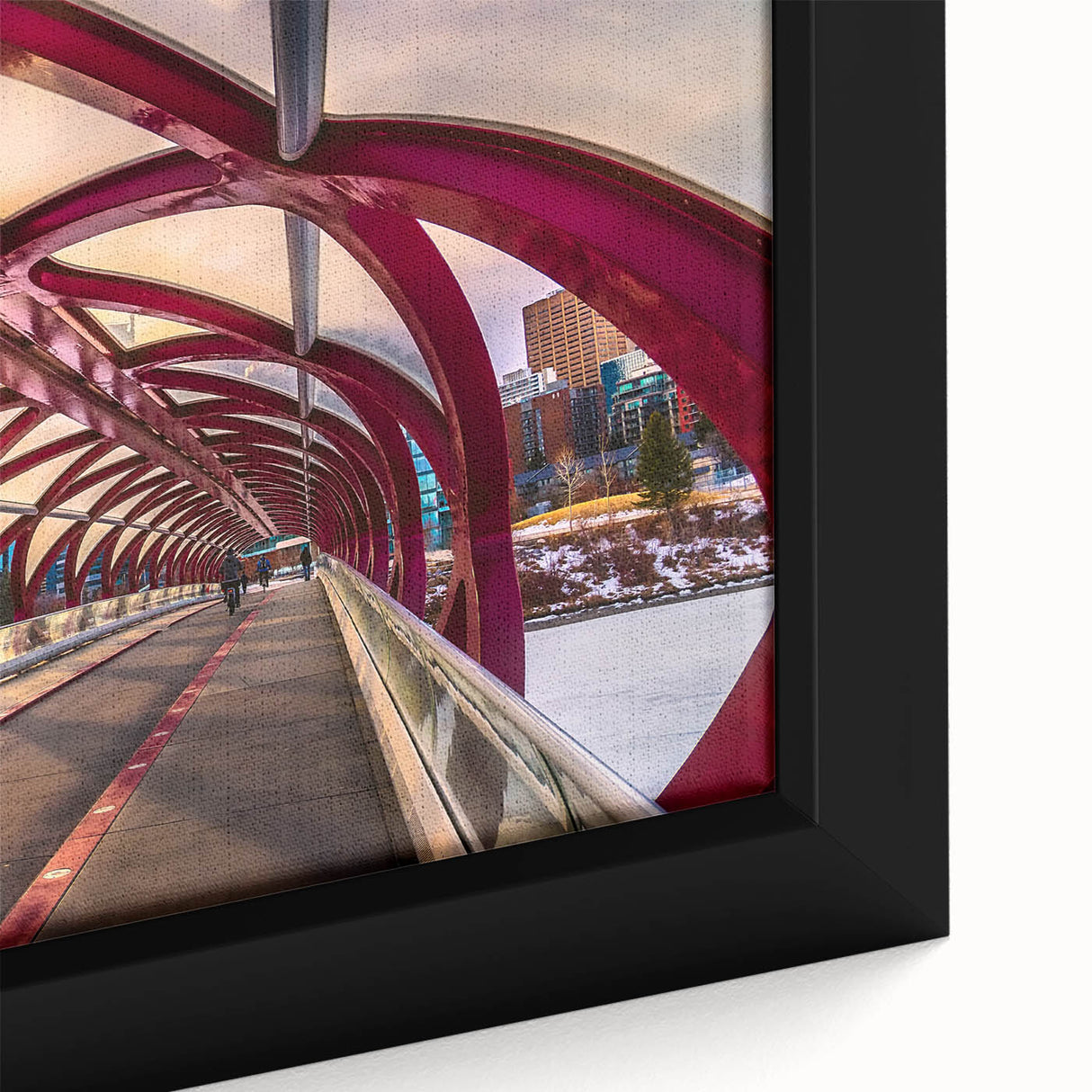 Extra large framed canvas of a textured black wall art featuring a vibrant, colorful Alberta, Canada scenery.