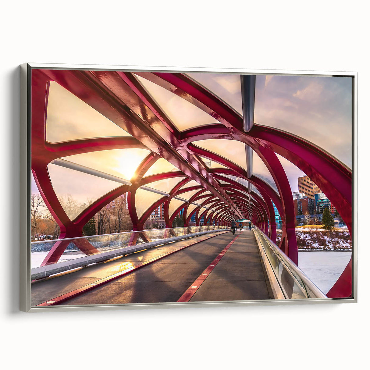Landscape art painting of Alberta scenery on framed canvas, featuring colorful art in a vintage poster style.