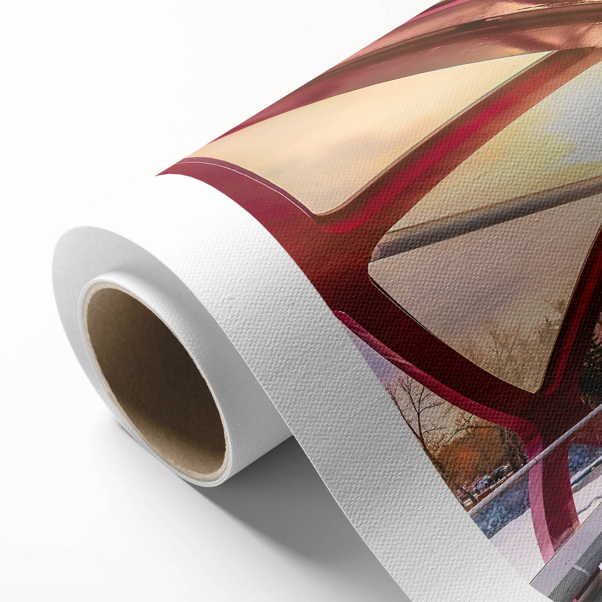 Art deco poster of Alberta, Canada scenery in muted earth tones on rolled canvas, ideal for nursery wall art.