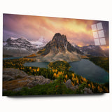 Large abstract wall art of British Columbia scenery in subdued earth tones on acrylic glass.