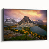 Black and white framed canvas of British Columbia landscape, ideal for bedroom wall art.