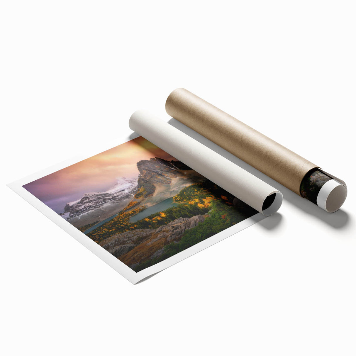 Extra large rolled print of British Columbia scenery with vibrant green and blue tones, ideal for classy bathroom wall art.