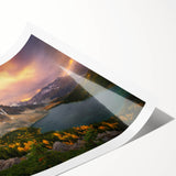 Extra large wall art featuring line art flowers in monochrome, printed on rolled canvas.