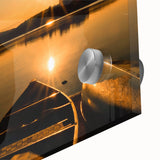 Large abstract wall art depicting a serene Ontario landscape in muted earth tones on acrylic glass.