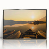 Mid-century modernist art depicting Ontario scenery in muted earth tones on a framed acrylic panel.