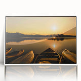 Acrylic print of a serene Ontario landscape, featuring muted earth tones in an art deco style.