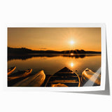 Scenic Ontario landscape on rolled print, featuring lush greenery and a tranquil lake, in soft green and blue tones.