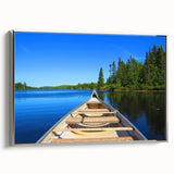 Landscape art painting of Quebec scenery on framed canvas, featuring muted colors with vintage poster style.