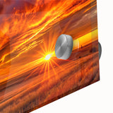 Large abstract wall art on acrylic glass depicting vibrant Saskatchewan scenery, ideal for dining room ambiance.