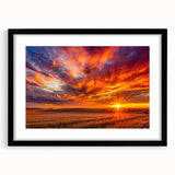 Abstract art print featuring textured, colorful swirls and splashes on a large black framed canvas.