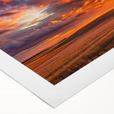 Art deco poster of Saskatchewan scenery in muted earth tones on rolled canvas, suitable for dining room wall art.