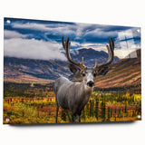 Acrylic print of a Yukon landscape in earthy tones, ideal for dining room or bedroom wall decor.