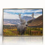 Large framed acrylic print of a Yukon scenery in gold and green tones, ideal for modern art wall decor.