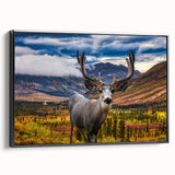 Black and white framed canvas of Yukon landscape, ideal for bedroom wall art with a vintage poster style.