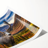 Extra large rolled print of line art flowers in muted earth tones, ideal for large living room wall art.