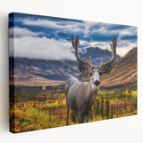 Side view of a stretched canvas featuring a serene Yukon landscape in soft earth tones, ideal for kitchen wall art.