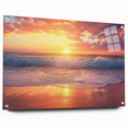 Acrylic print of a Caribbean scenery with vivid blue and green tones, ideal for enhancing bedroom or dining room decor.