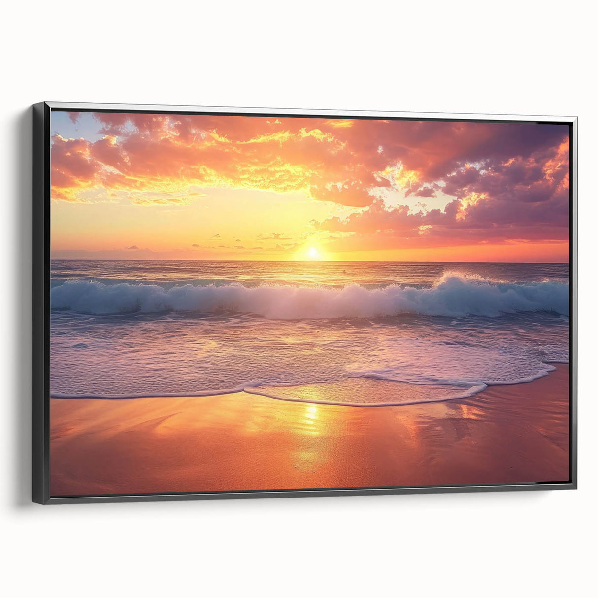 Black and white framed canvas of a Caribbean landscape, ideal for bedroom wall decor.