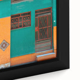 Black wall art featuring a textured Caribbean scenery on an extra large framed canvas, with vibrant, colorful accents.