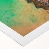 Art deco poster featuring a vibrant Caribbean scenery on rolled canvas, suitable for dining room decor.