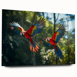 Large abstract wall art depicting vibrant Costa Rican scenery on acrylic glass, suitable for bedroom or dining room decor.