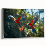 Framed canvas featuring a vintage-style landscape painting of a Costa Rican scenery in vibrant colors.