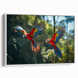 Vintage poster art of a Costa Rican landscape on framed canvas, featuring vibrant colors, ideal for living room decor.