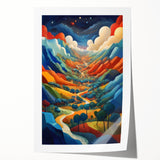 Rolled print of a Salvadoran landscape with lush greenery and floral elements, ideal for art wall dining room.