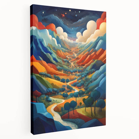 Side view of a stretched canvas featuring a Central American scenery in muted earth tones, ideal for kitchen wall art.