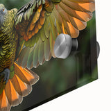 Large abstract wall art on acrylic glass featuring mid-century modernist style with vibrant Central American scenery.