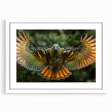 Abstract art print of a Central American landscape in muted earth tones on a white framed canvas.