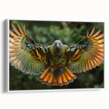 Vintage poster art of a Central American scenery in vibrant colors on a white-framed canvas, ideal for living room decor.