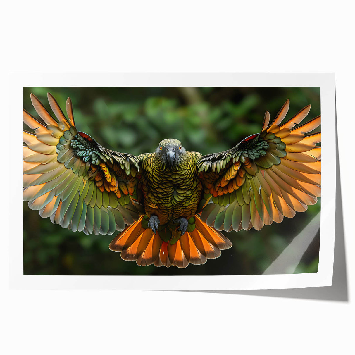 Rolled print of a Guatemalan landscape featuring vivid greenery and floral elements, ideal for dining room wall art.