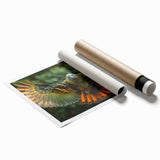 Extra large rolled print featuring a floral scene in vibrant colors, ideal for bathroom or living room decor.