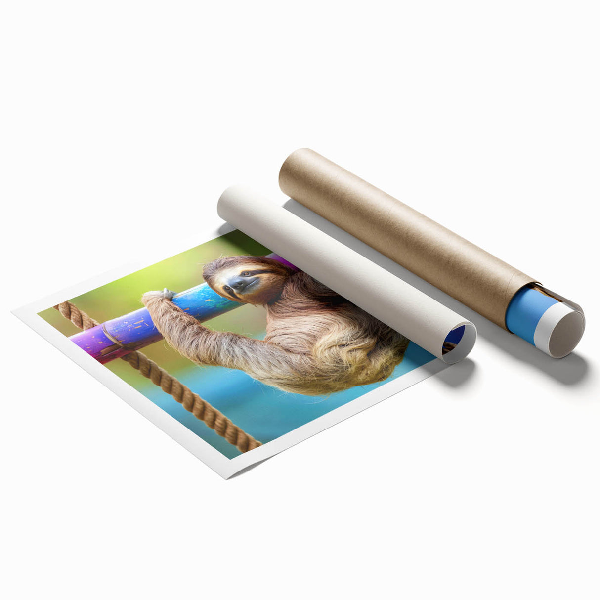 Extra large rolled print of a floral art scene in muted green and pink tones, ideal for classy bathroom wall art.